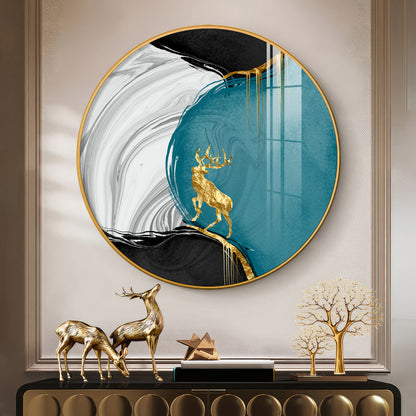 Chromatic Abstract Premium Acrylic Round Wall Art