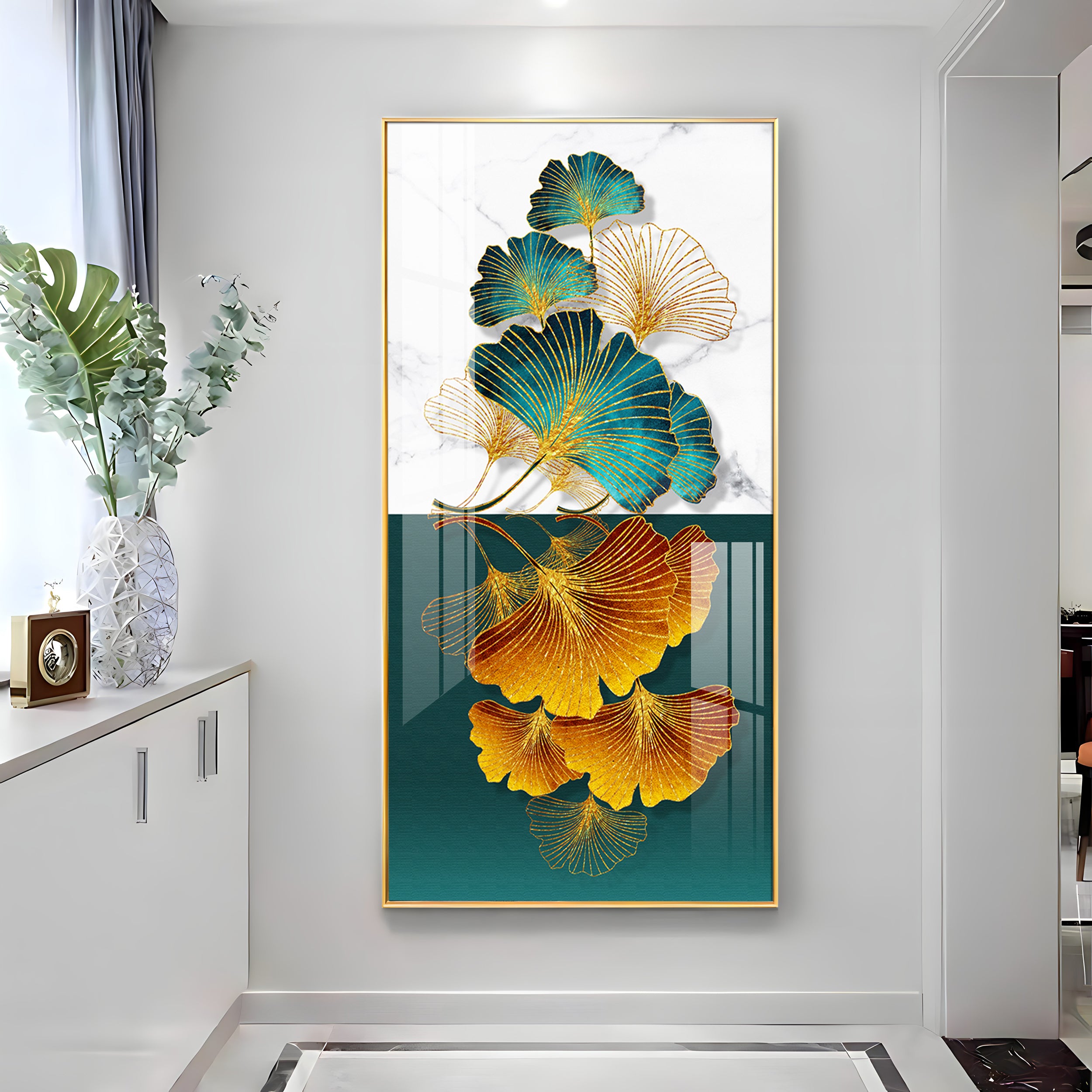 Simple Ginkgo Leaf Light Luxury Premium Acrylic Vertical Wall Art