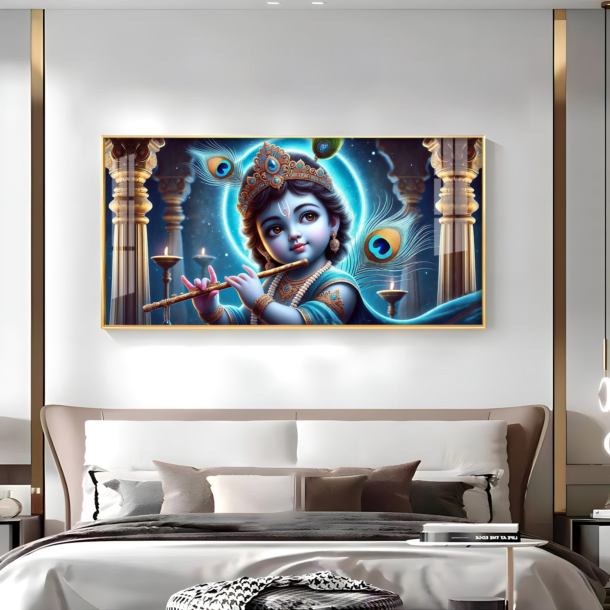 Little Krishna Blessing Premium Acrylic Horizontal Wall Art