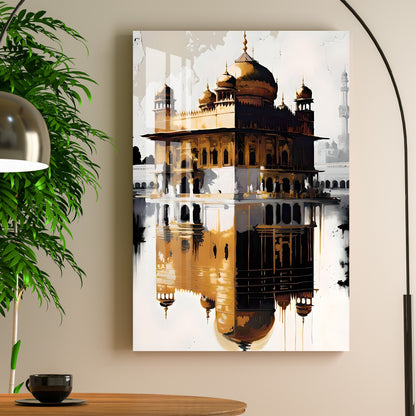 Shades of Golden temple Acrylic Wall Art