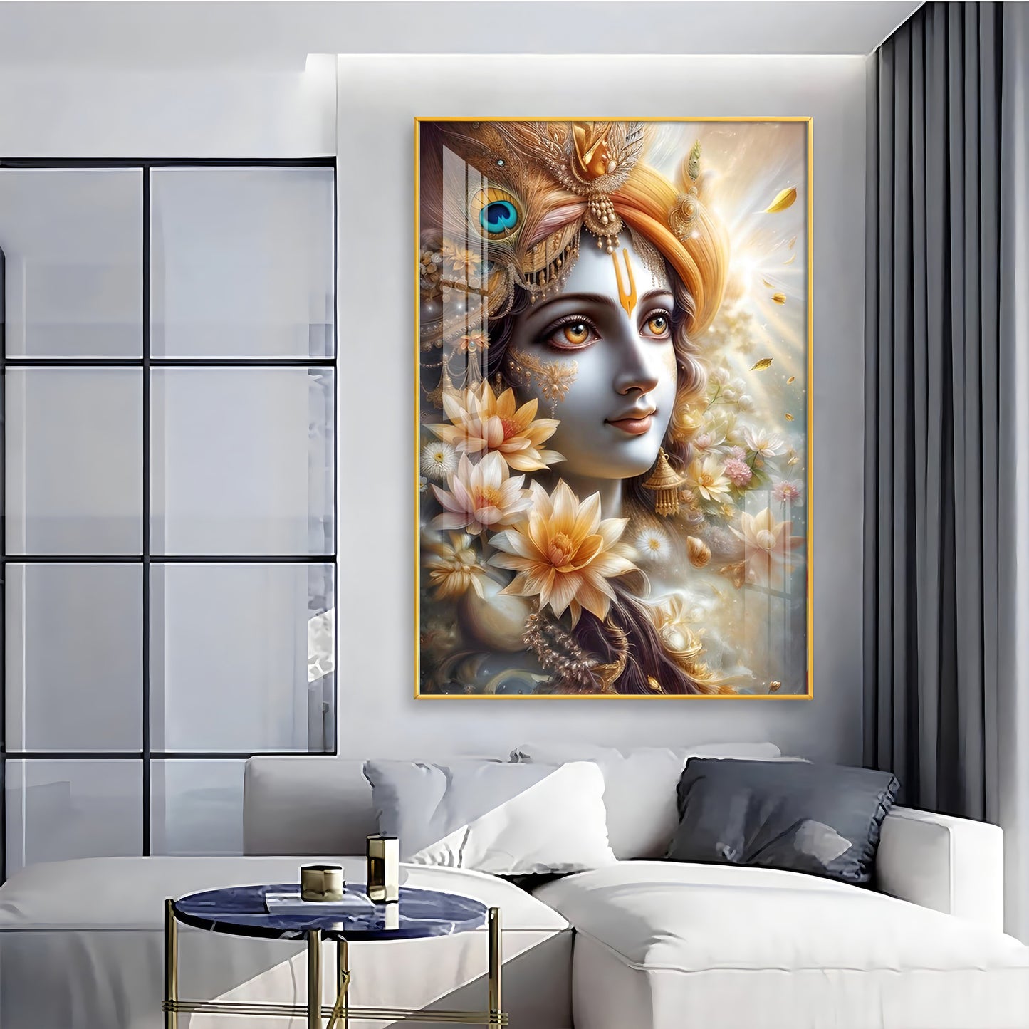 Krishna Bhakti Premium Acrylic Vertical Wall Art