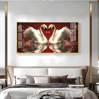 Vibrant Two Swan Premium Acrylic Horizontal Wall Art