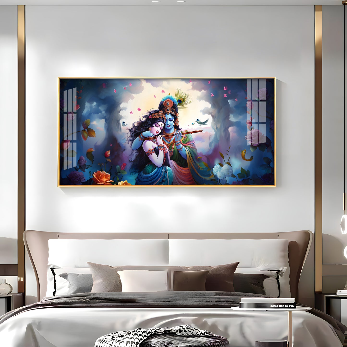 Astounding Love Of Radha Krishna Premium Acrylic Horizontal Wall Art