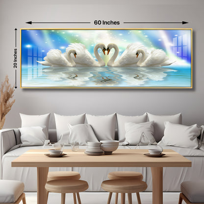 Beautiful Swan Family Premium Acrylic Horizontal Wall Art