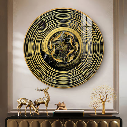Koi In Spiral Premium Acrylic Round Wall Art
