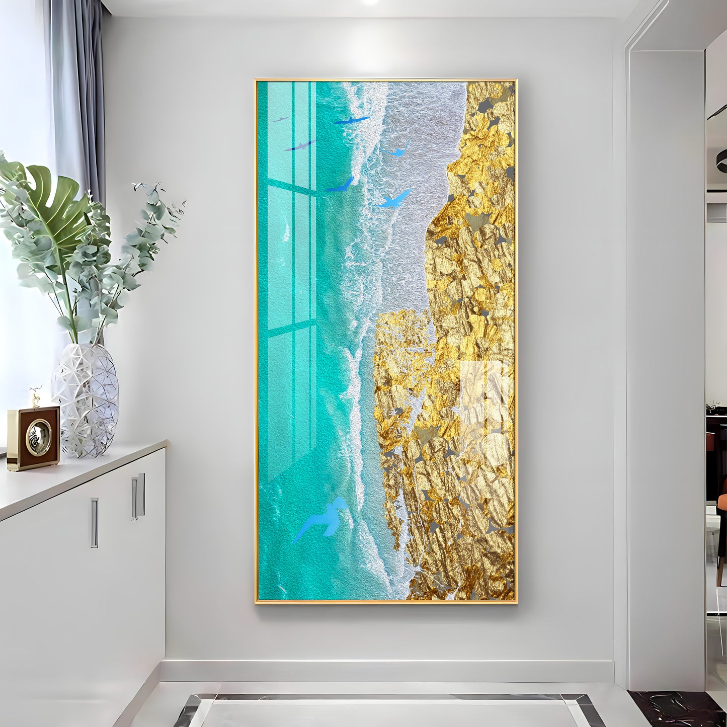 Beach of Gold Premium Acrylic Vertical Wall Art