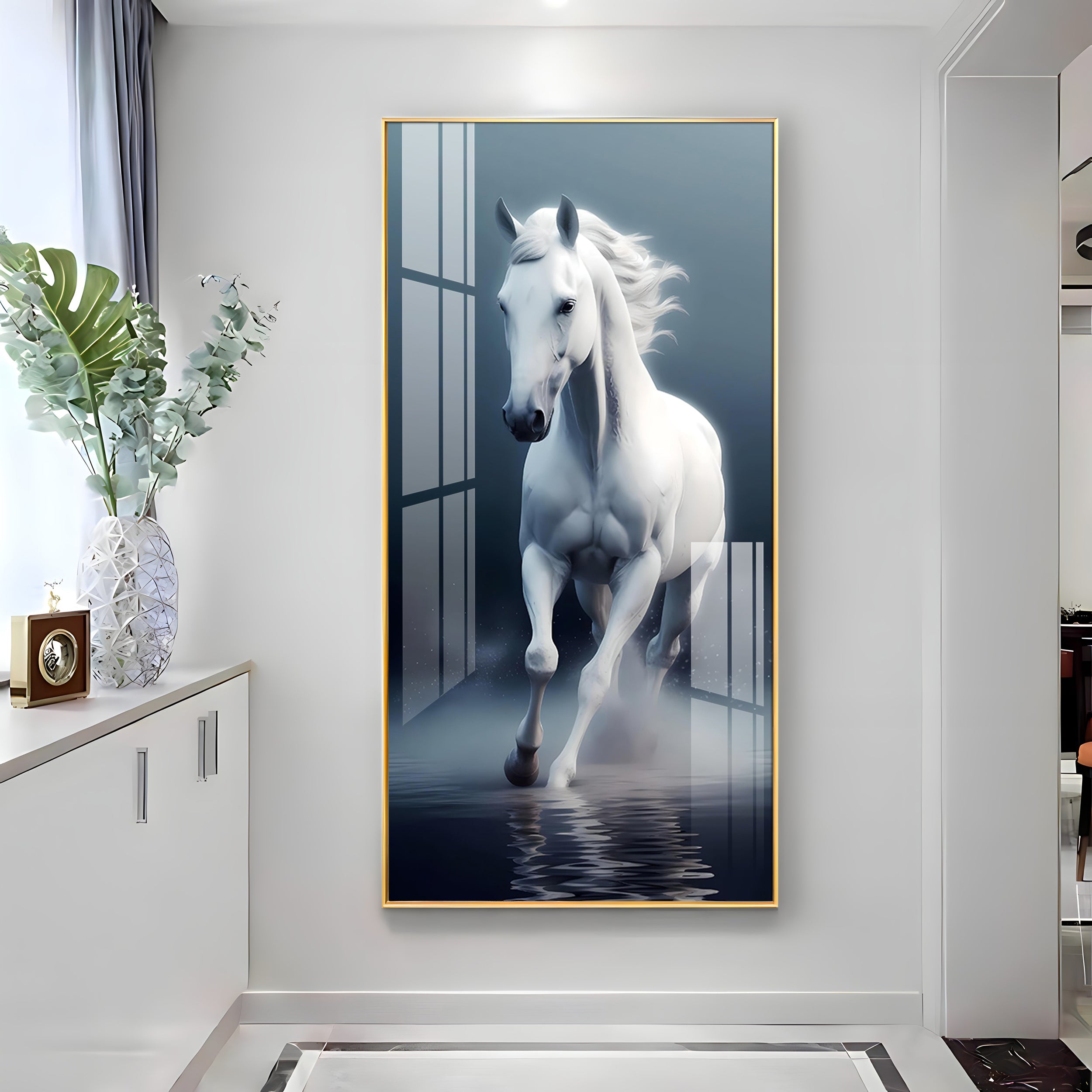 Beautiful White Horse Premium Acrylic Vertical Wall Art