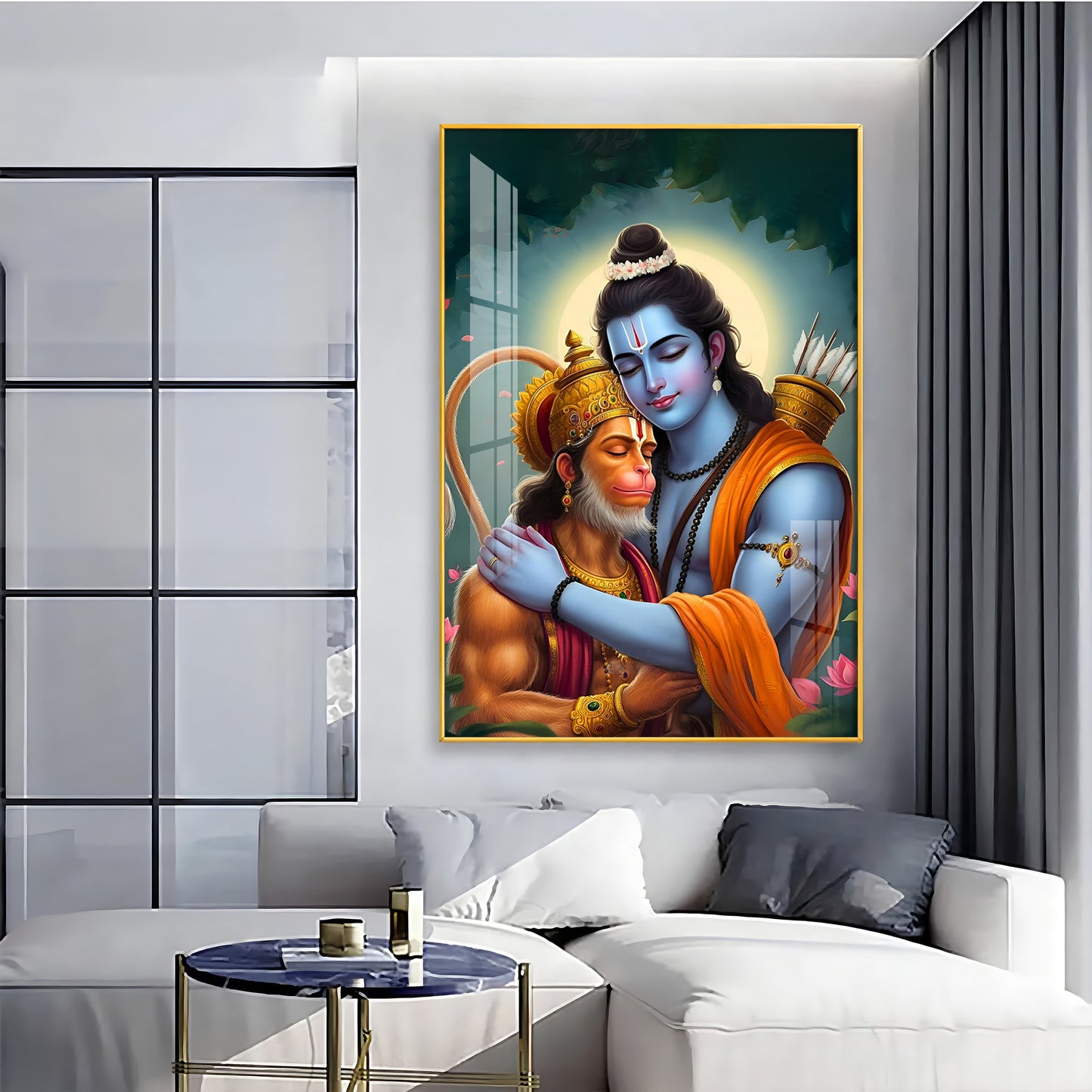 Lord Rama And Hanuman Brotherhood Premium Acrylic Wall Art