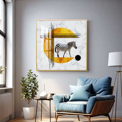 Roaming Zebra Premium Acrylic Square Wall Art