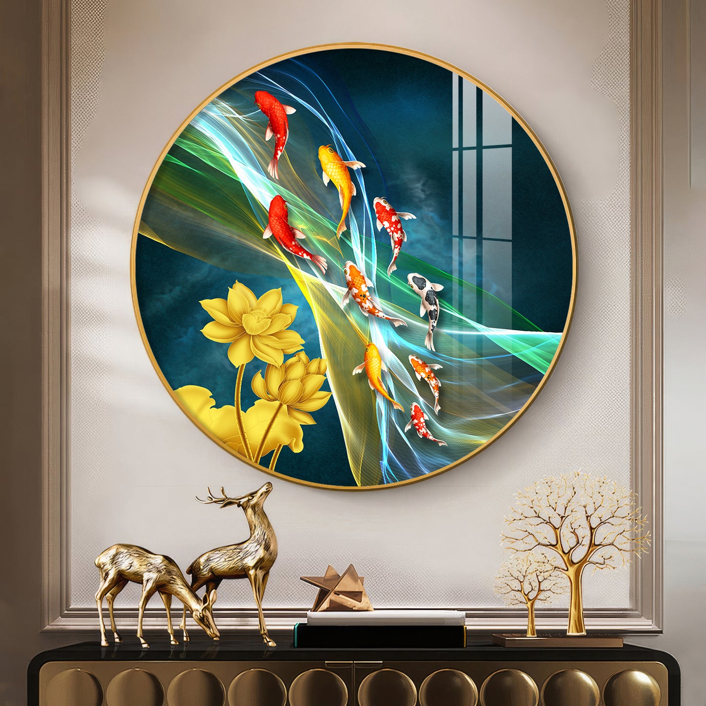 Aquatic Harmony Premium Acrylic Round Wall Art