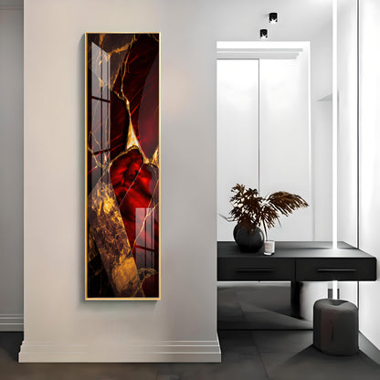 Gold & Red Tones Premium Acrylic Vertical Wall Art