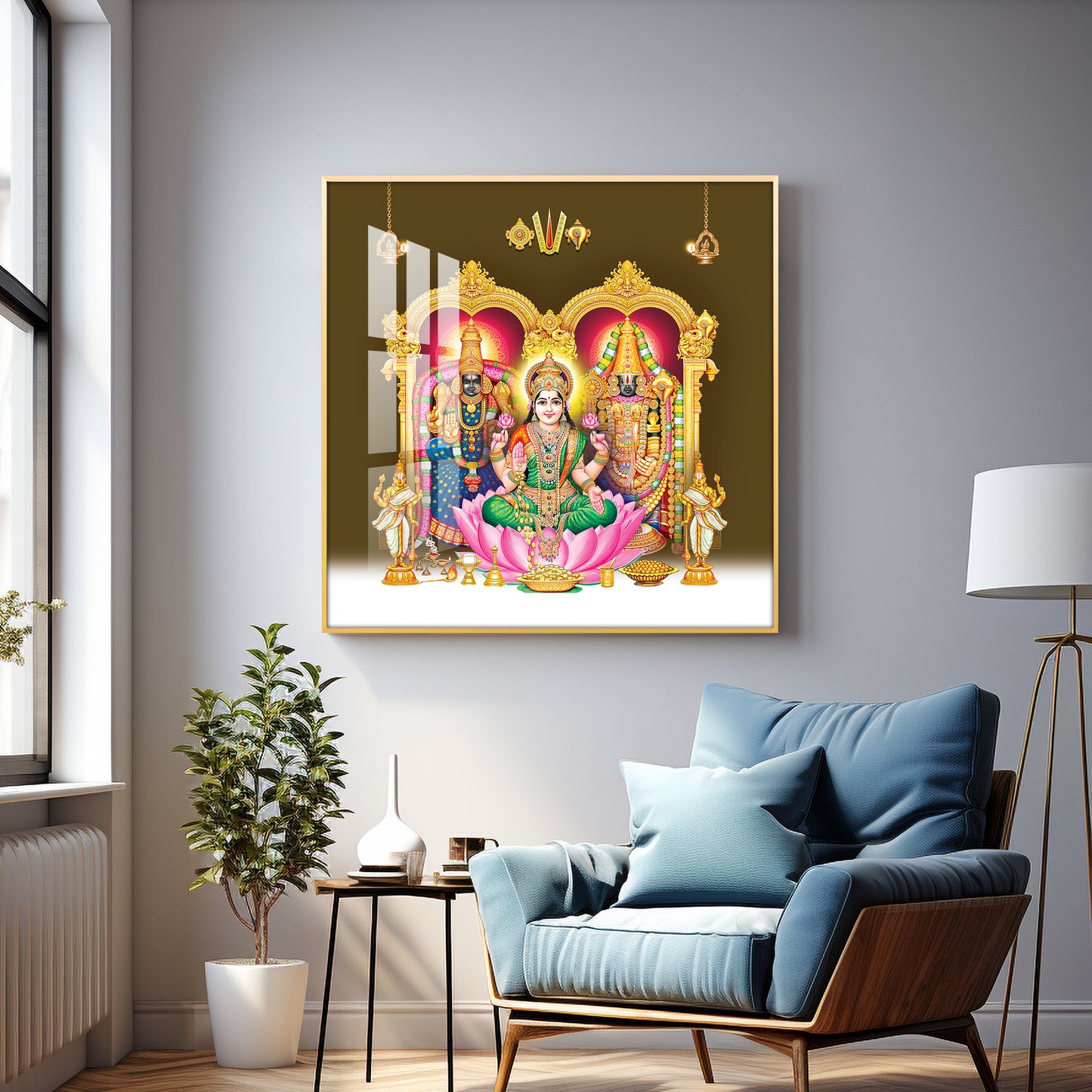 Balaji Padamavathi with kuber Laxmi Premium Acrylic Square Wall Art