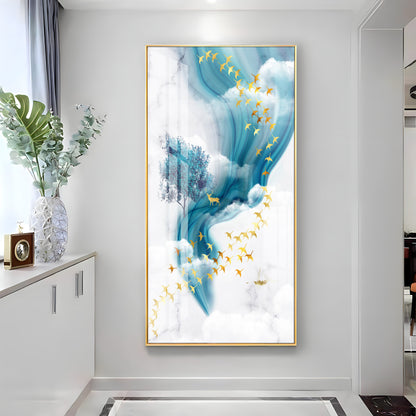 White & Blue Thoughts Premium Acrylic Vertical Wall Art