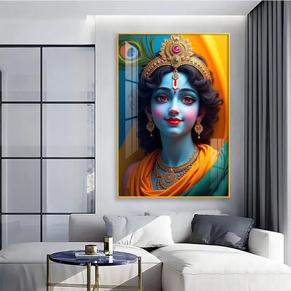 Krishna in Vivid Hues Premium Acrylic Wall Art