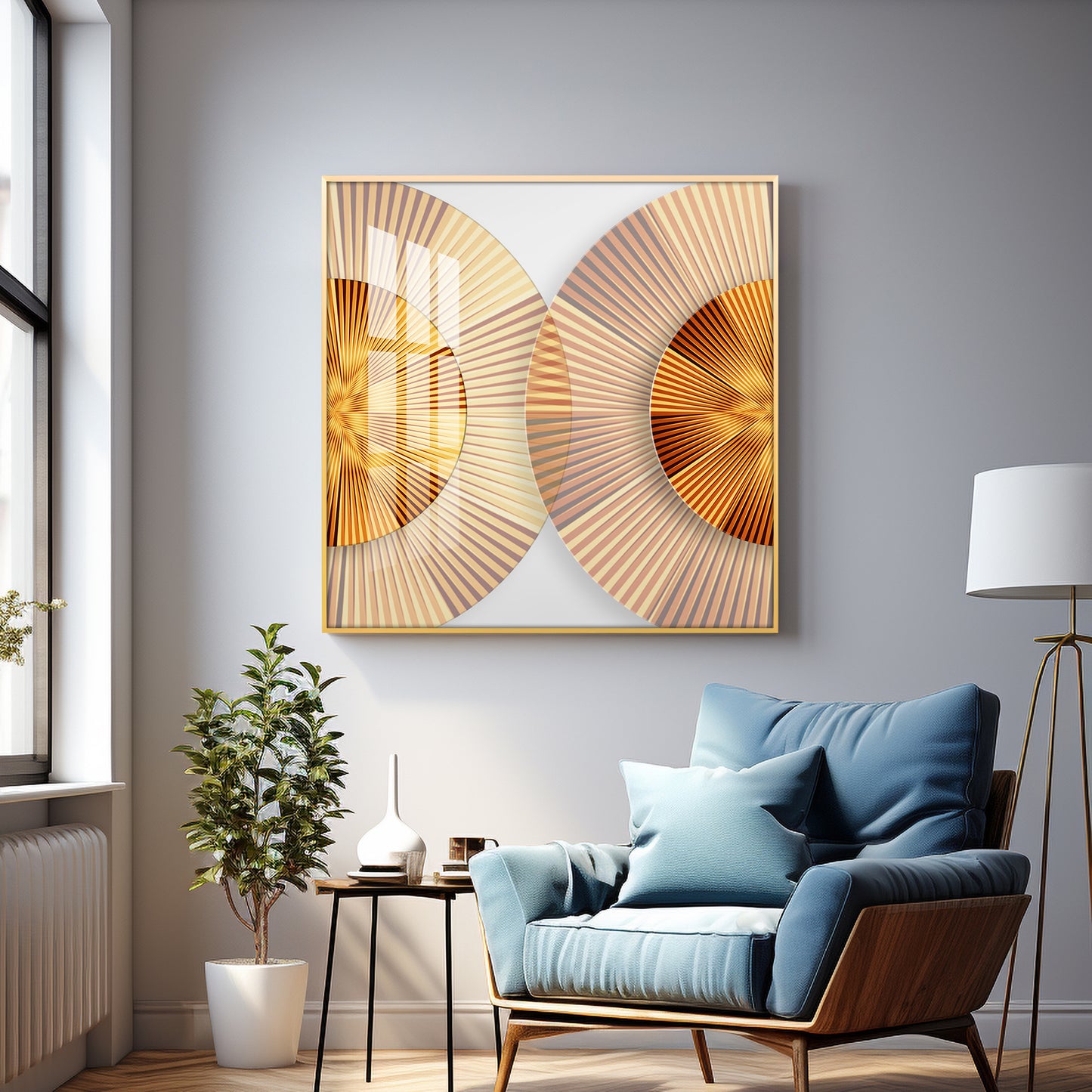 Golden Simple Style Round Premium Acrylic Square Wall Art