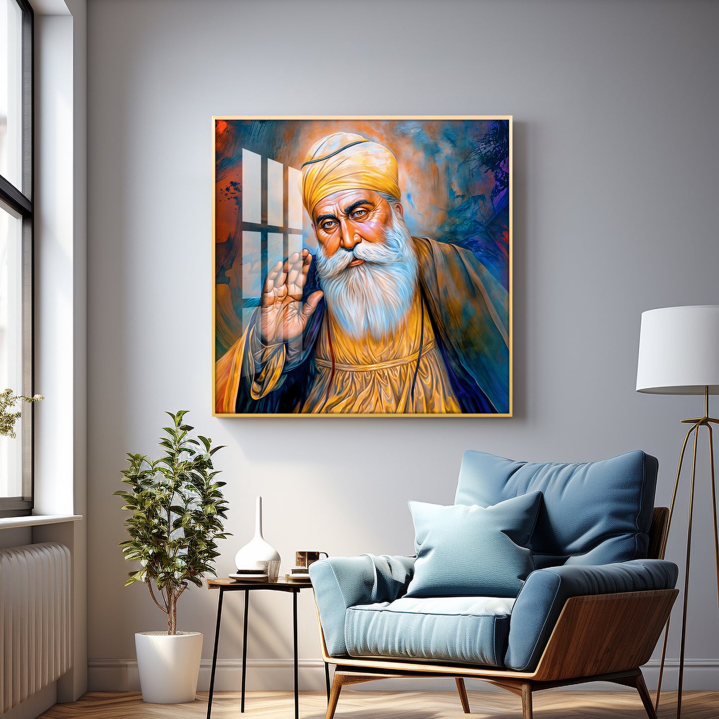 Abstract of Guru Nanak Dev Ji Premium Acrylic Square Wall Art