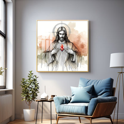 Sketch Spirit of Jesus Premium Acrylic Square Wall Art