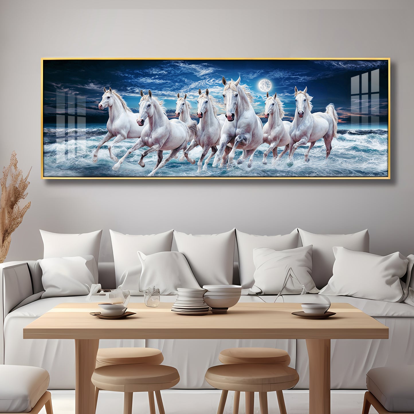 High-Quality Vastu Seven Running Horse Premium Acrylic Horizontal Wall Art