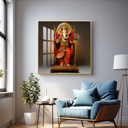 Standing Ganpati Premium Acrylic Square Wall Art