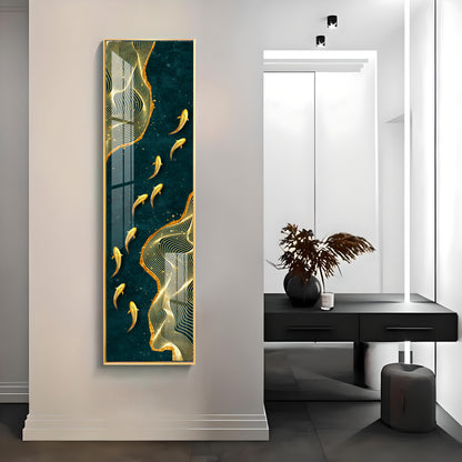 Glittering Fishes Premium Acrylic Vertical Wall Art