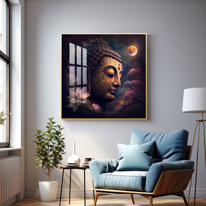 Lord Buddha Peaceful Premium Acrylic Square Wall Art