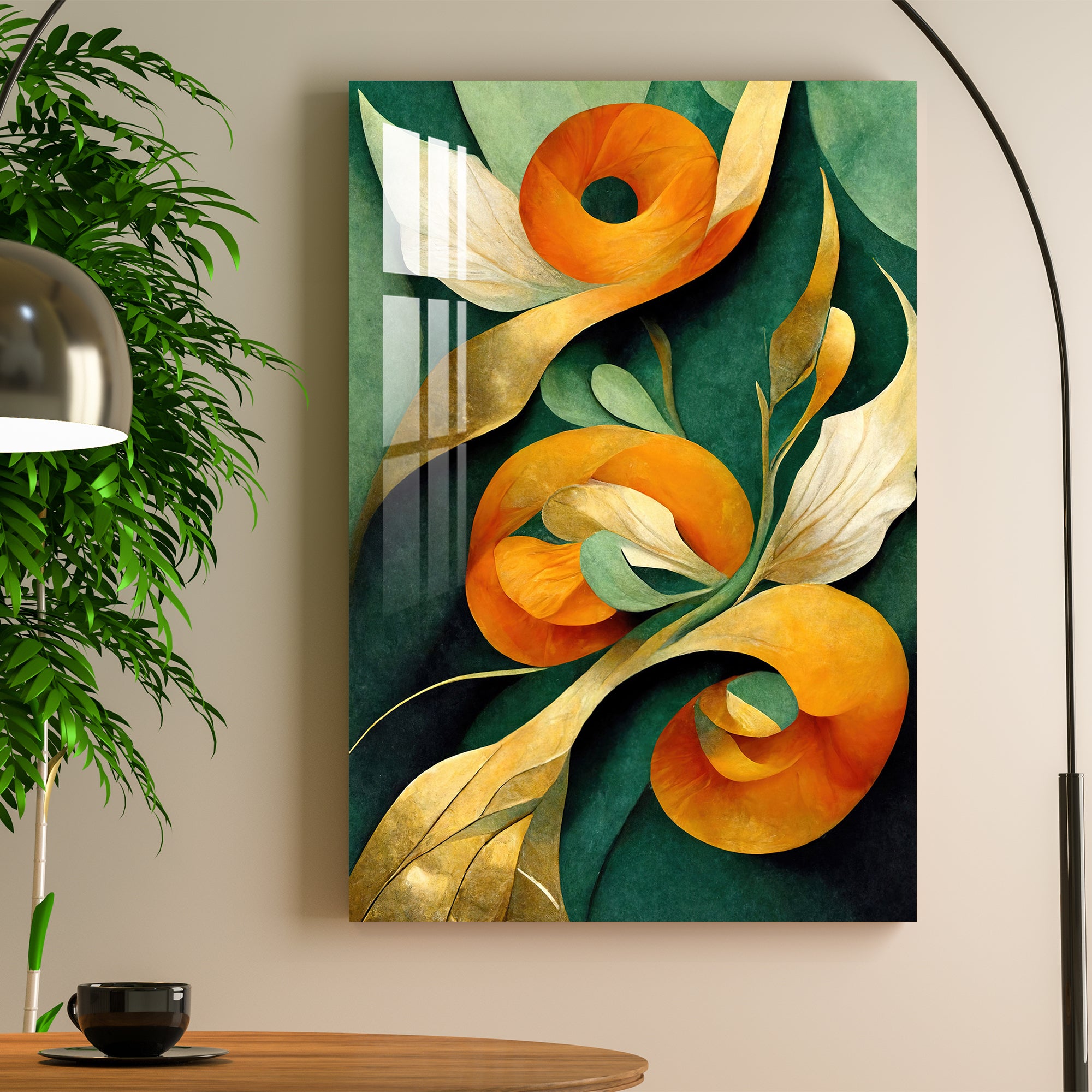 Orange & Green Botanical Acrylic Wall Art