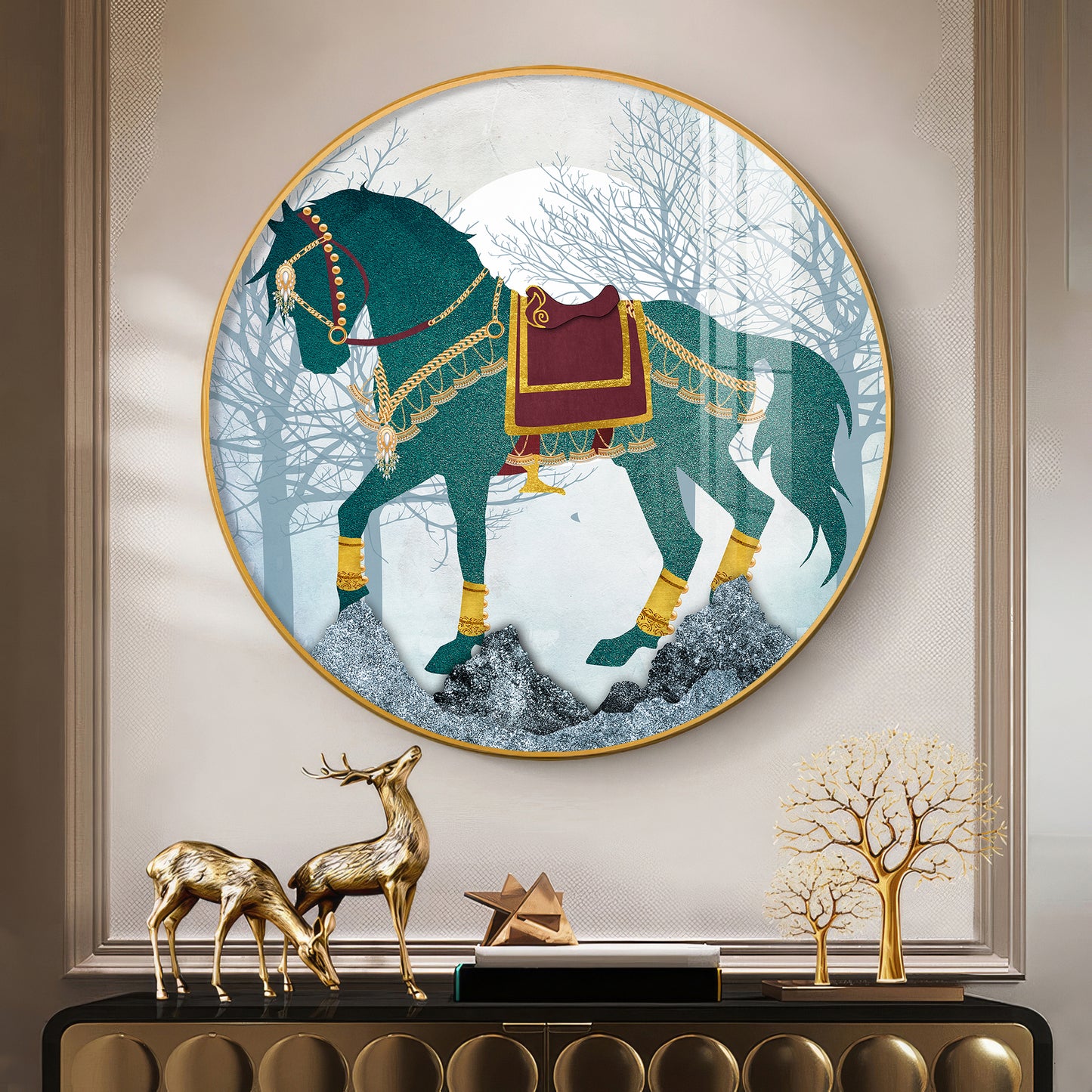 Horse Haven Premium Acrylic Round Wall Art