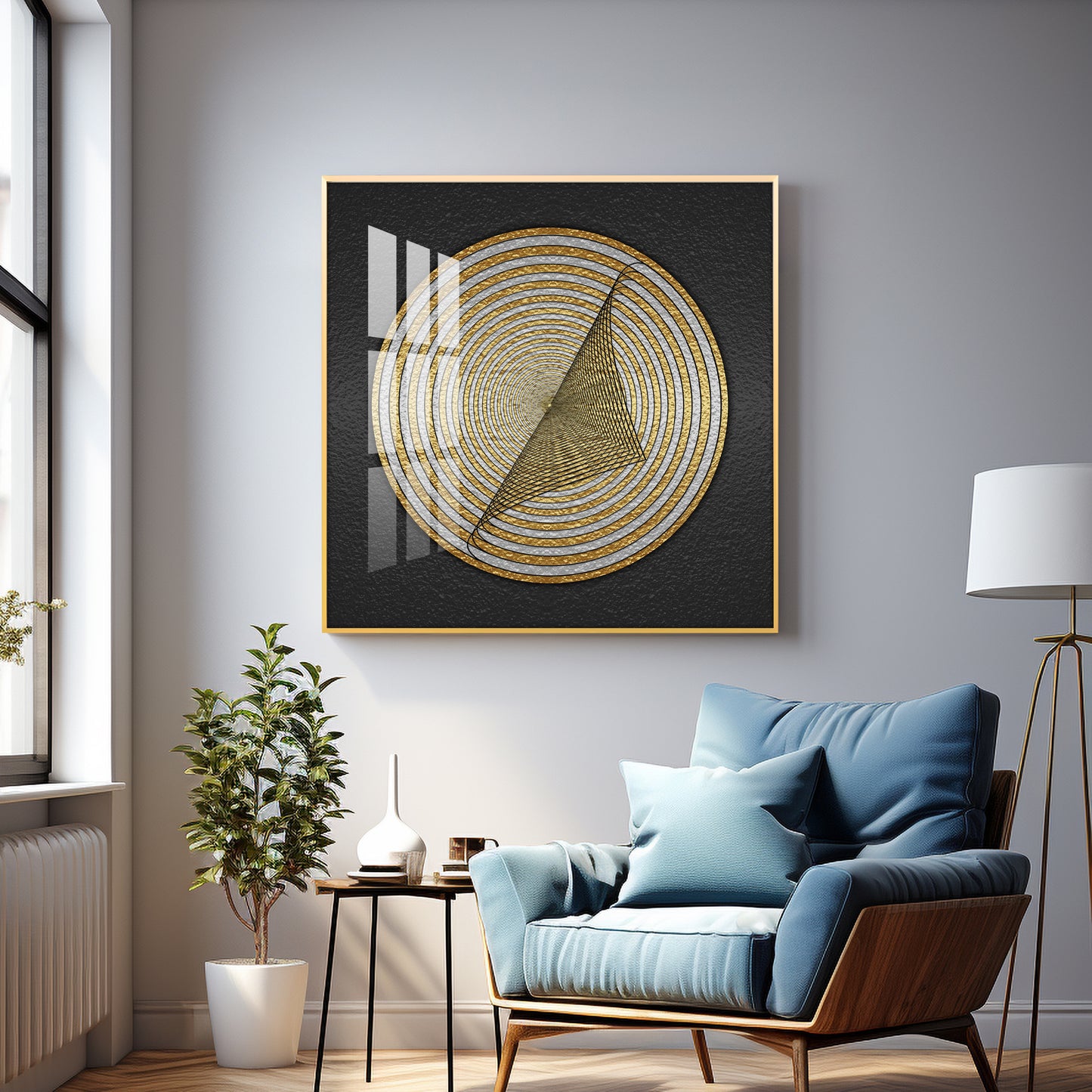 Contemporary Golden Circle Premium Acrylic Square Wall Art