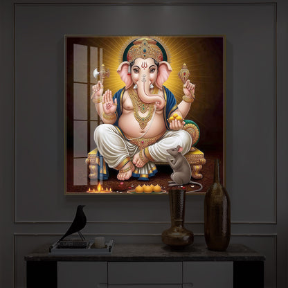 Shree Ganesh Modern Luxury Backlight Square Wall Art