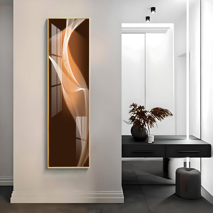 Golden White Wavy Lines Premium Acrylic Vertical Wall Art