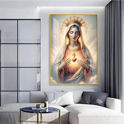 Divine Embrace of Mary Premium Acrylic Vertical Wall Art