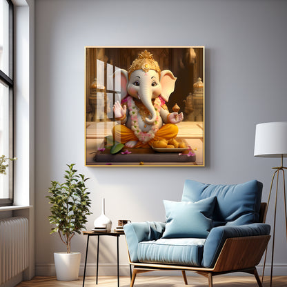 Bal Ganesh Premium Acrylic Square Wall Art