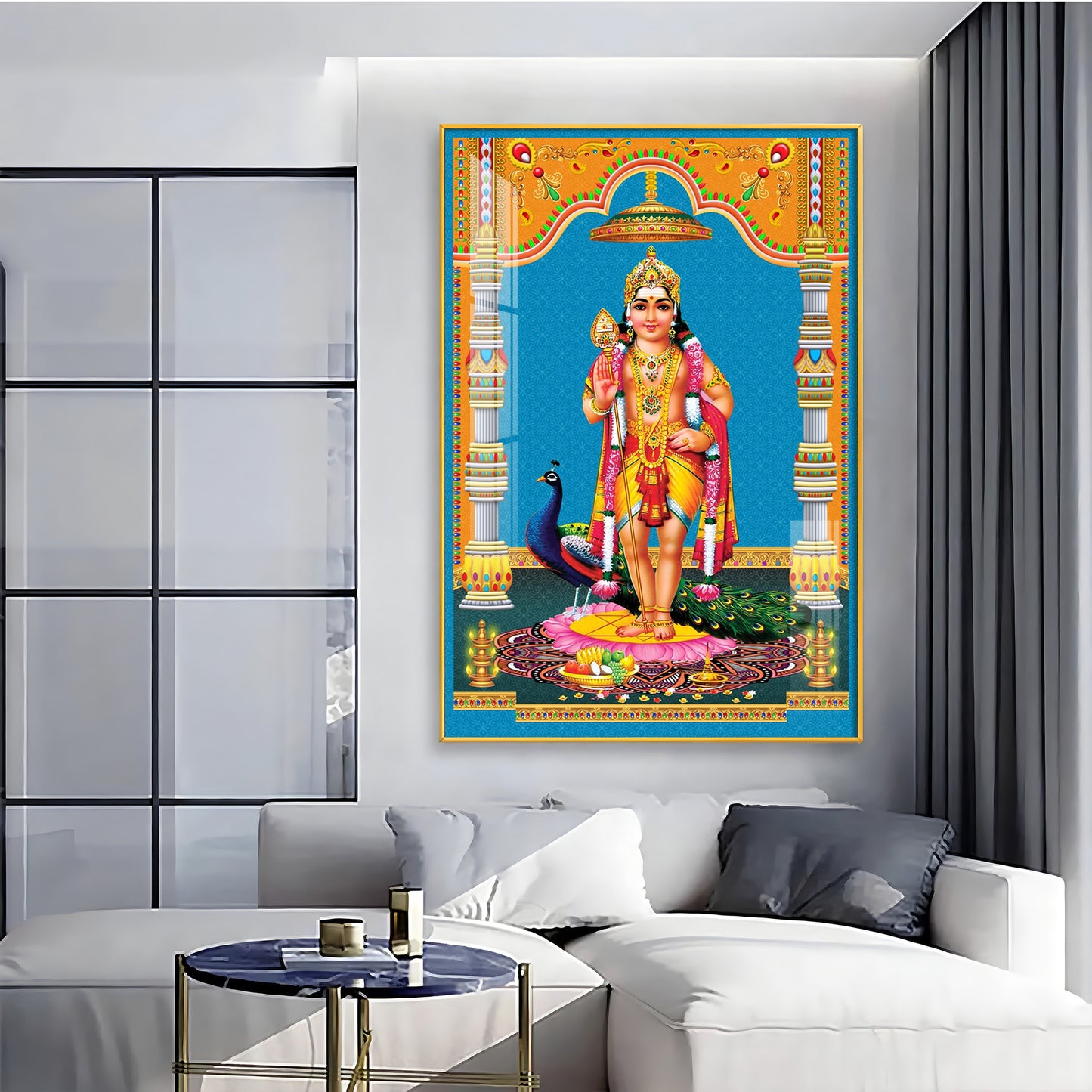 God Murugan Kartikeya Premium Acrylic Vertical Wall Art