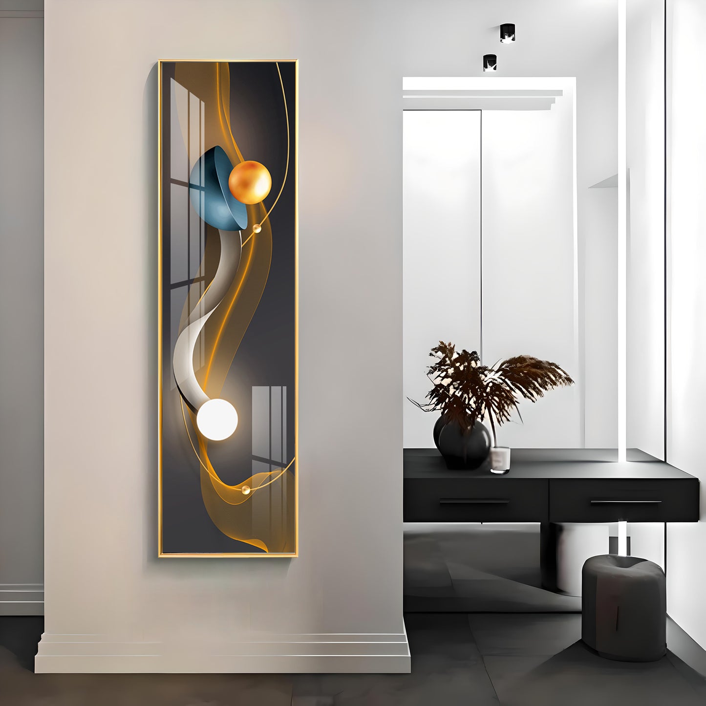 Blue Flame Glow Premium Acrylic Vertical Wall Art