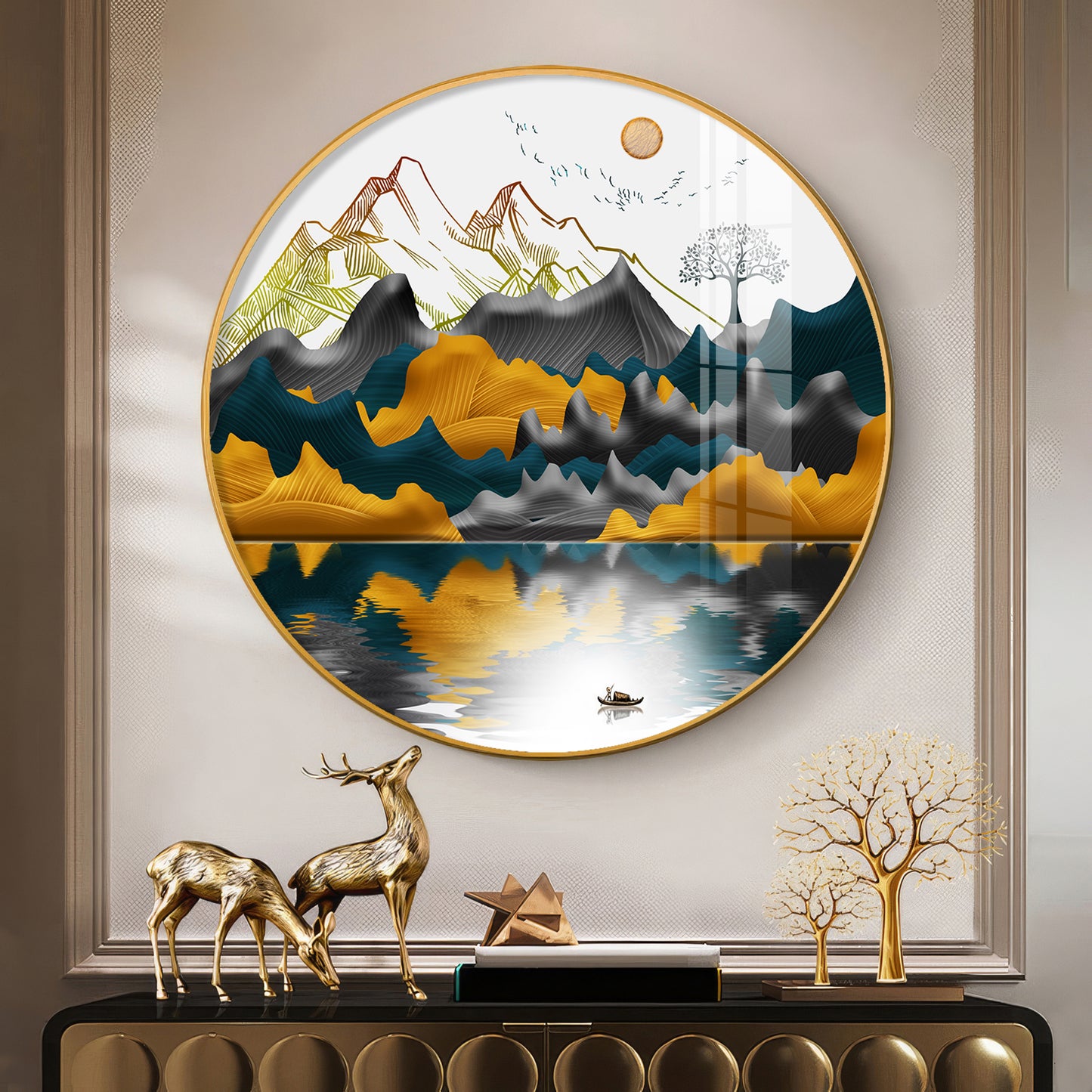 Mountain Escape Premium Acrylic Round Wall Art