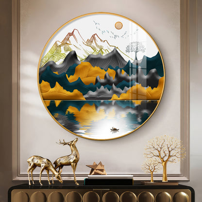 Mountain Escape Premium Acrylic Round Wall Art