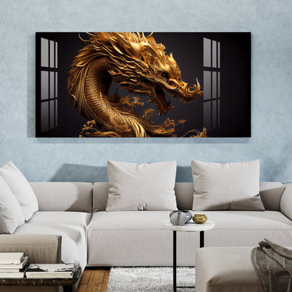 Golden Chinese Dragon Acrylic Wall Art