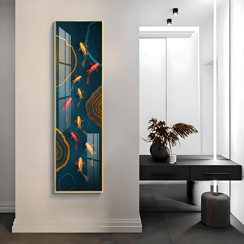 Auspicious Fishes Premium Acrylic Vertical Wall Art