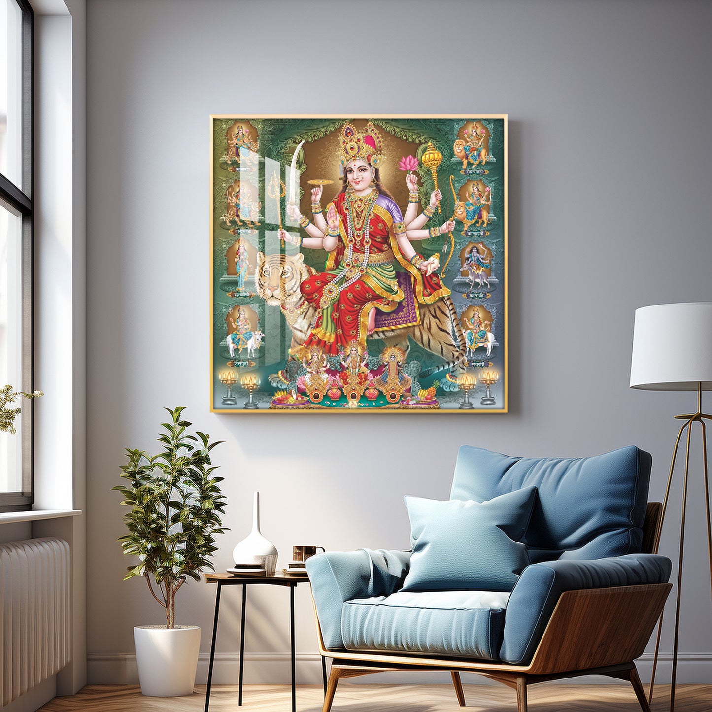 Goddess Durga Premium Acrylic Square Wall Art