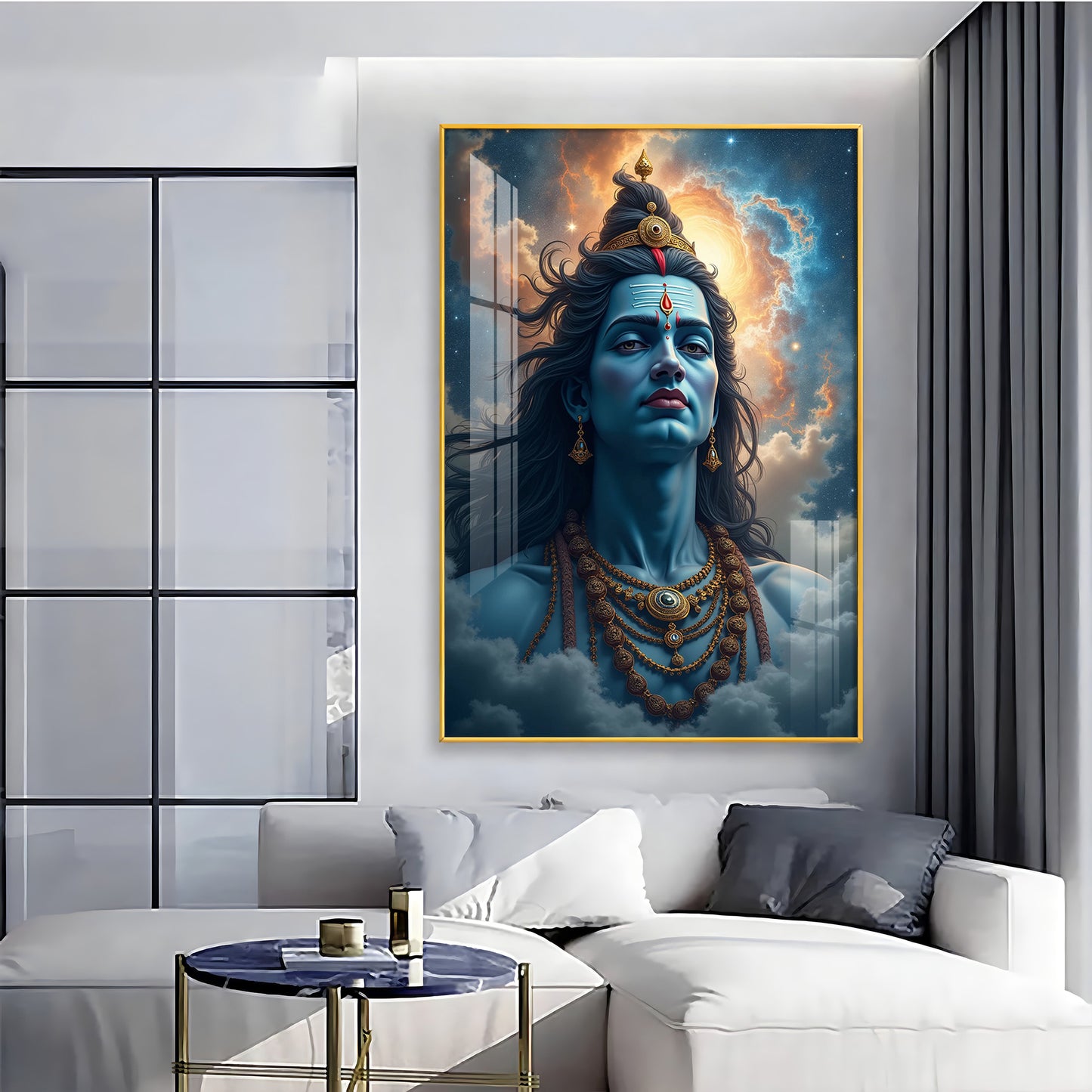 Lord Shiva In The Clouds Premium Acrylic Wall Art