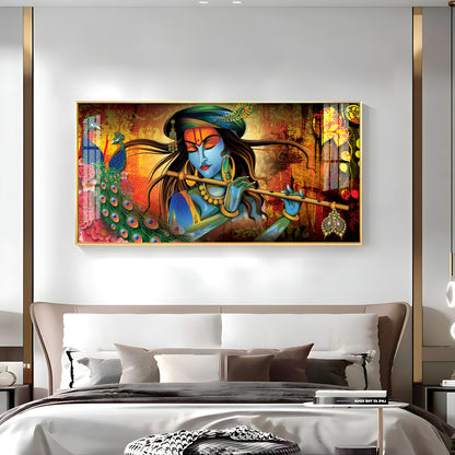 Krishna In Vrindavan Premium Acrylic Horizontal Wall Art