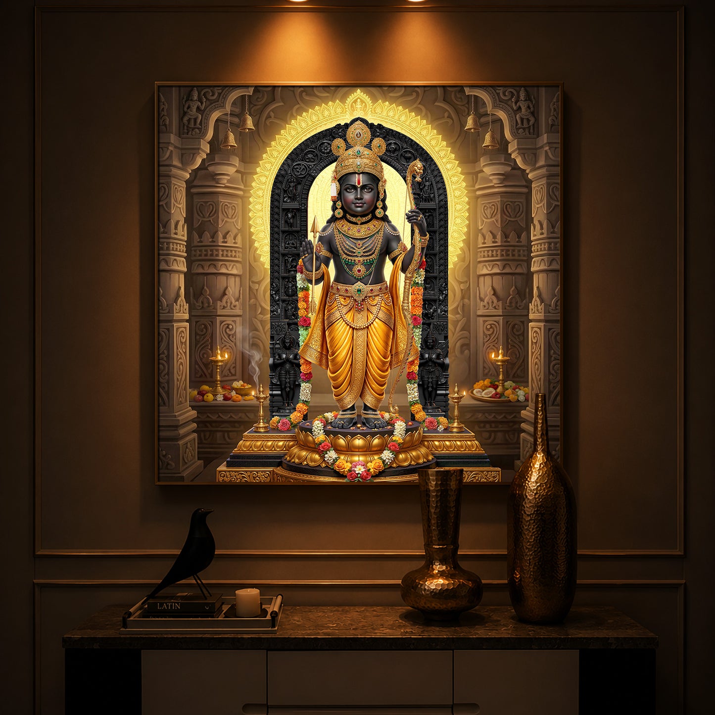 Shree Ram Modern Luxury Backlight Square Wall Art