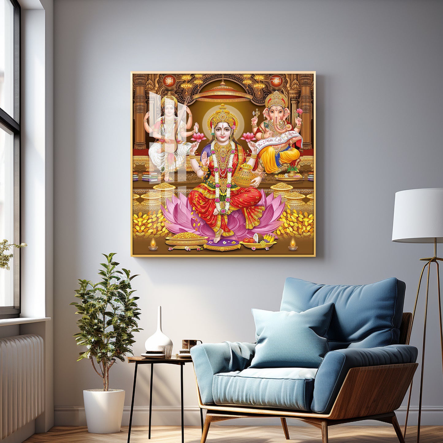 Enchanted Laxmi Ji Divinity Premium Acrylic Square Wall Art