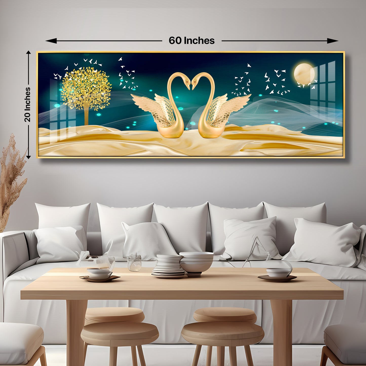 Happy Swans Premium Acrylic Horizontal Wall Art