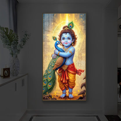 Little krishna Modern Luxury Backlight Vertical Wall Art