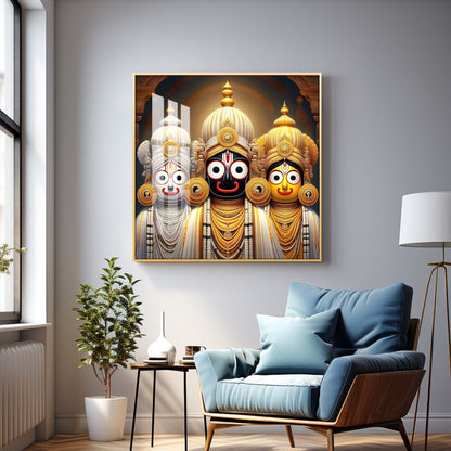 Lord Jagannath Balabhadra And Subhadra Premium Acrylic Square Wall Art