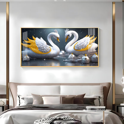 Lovely Swan Couple Premium Acrylic Horizontal Wall Art