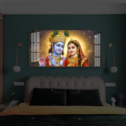 Shri Radha Krishn Modern Luxury Backlight Horizontal Wall Art