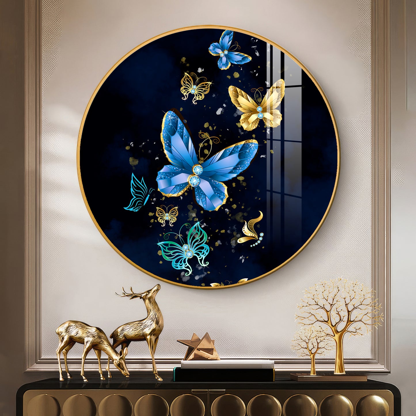 Butterfly Haven Premium Acrylic Round Wall Art