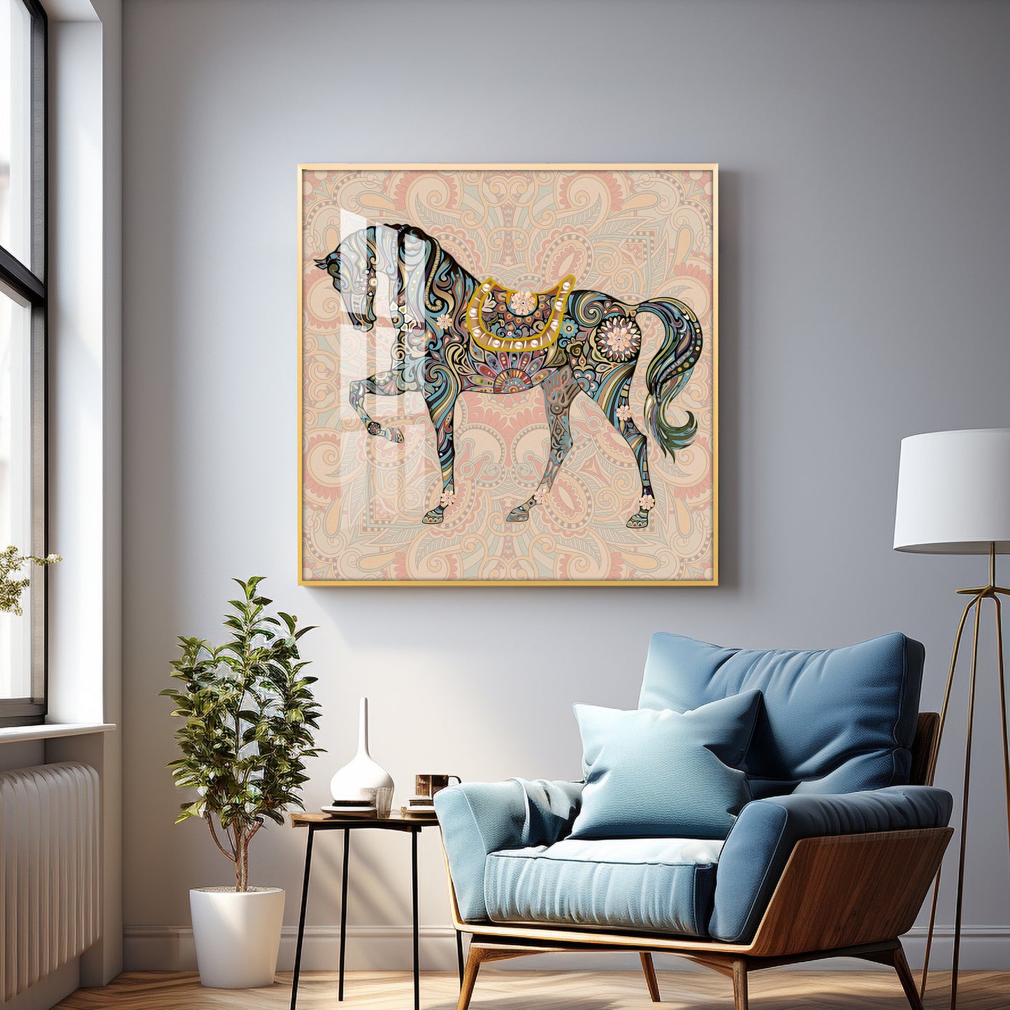 Traditional Horse Premium Acrylic Square Wall Art